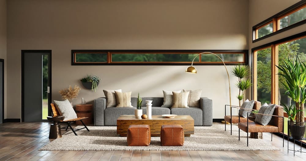 Living Integrado com Painel Ripado Planejado e Móvel de TV Suspenso